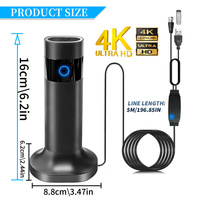 Antenne TV numérique intérieure avec amplificateur et lumière LED, longue portée, pour maison, camping-car et camping