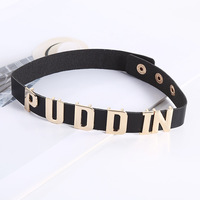 Collier Suicide Squad en cuir avec lettres, ras-de-cou Harley Quinn, chaîne de cou non conventionnelle, fabriqué au Zhejiang