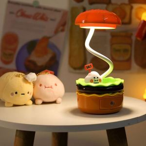Lampe de bureau multifonctionnelle en forme de hamburger |   Lampe LED, taille-crayon, rangement |   Mignon et pratique pour les enfants et les adultes - Product Image 1