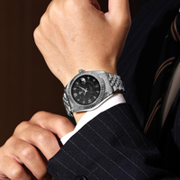 Montre-bracelet à quartz classique pour homme Gohuos 8804, bracelet en acier inoxydable, étanche, lumineuse, pour usage quotidien et professionnel