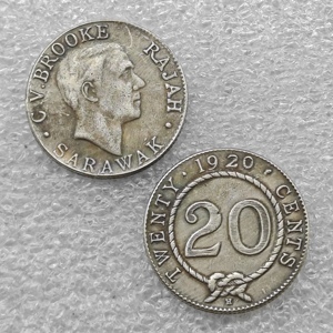 1906,1910,1911,1913,1915,1920(H) Sarawak 20 cents pièces commémoratives de style antique, cadeaux, décoration de la maison - Product Image 6