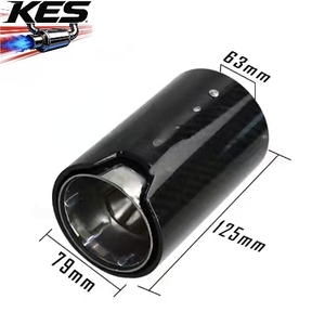 63mm 79mm カーボンファイバー製エキゾーストチップ、ステンレス製スロートエンドキャップ付き、アップグレードされたエキゾーストテールパイプマフラーチップ - Product Image 1