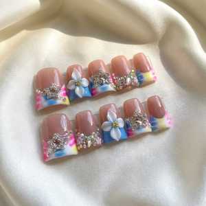 <span class=keywords><strong>Uñas</strong></span> Postizas de Cobertura Total Hechas a Mano, Estilo Duckbill Flare Y2K, Personalizadas para Fiestas, Última Moda de Primavera, <span class=keywords><strong>Uñas</strong></span> a Presión 2026, Venta al Por Mayor - Product Image 3