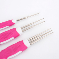 Aiguilles à crocheter pour dreadlocks 0,75 mm, manche en plastique, à tête simple, double ou triple, résistantes à l'usure, antidérapantes, en métal, pour l'enfilage des cheveux