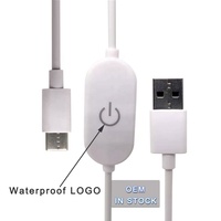 Câble Usb 1m mâle à femelle avec interrupteur marche/arrêt Pull Push Euro Cord in Line Dimmer Controller Power Usb On/Off Switch Cable