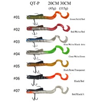 Leurre de pêche souple en plastique QT-P 30cm 115g à longue queue avec hameçon pour poissons d'eau salée, queue de pagaie courbée en S