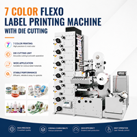 Machine d'impression flexographique semi-automatique ZBRY-650 à 7 couleurs pour étiquettes à bande étroite, avec séchage UV pour étiquettes autocollantes et sacs en papier