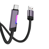 Câble USB lumineux 60W avec lumière dégradée, câble de charge de téléphone lumineux USB-C vers USB-C 60W, câble de données USB avec lumière LED RGB