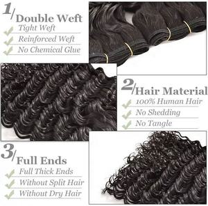 Cabello Humano Brasileño Natural Negro de Doble Trama, Cabello Virgen Remy de Onda de Agua 10A de Buena Calidad Amygirl - Product Image 4