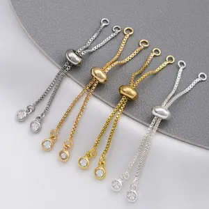 14K Bag Gold Color Silicone Beads Adjustable Extension Chain Short Hanging Zircon Diy Bracelet Jewelry Extension Chain