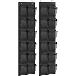 Over The Door Shoe Organizer 12 Mesh Pockets Hanging Narrow Closet Door Black - Product Image 1