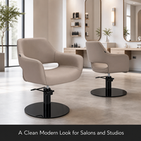 Fauteuil de Salon Enveloppant Monobloc en Cuir Taupe, Chaise de Coiffure Hydraulique, Mobilier de Salon en Gros pour Barbier