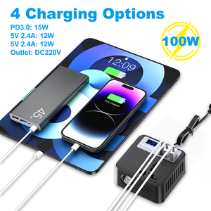 <span class=keywords><strong>100W</strong></span> <span class=keywords><strong>Inverter</strong></span> di potenza Dual USB caricatore per auto da 12V DC a 110V 220V presa adattatore per auto convertitore per Computer portatile - Product Image 2