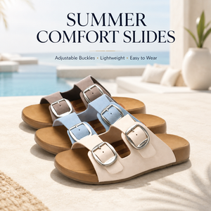 2026 New Fashion Women <b>Flat</b> <b>Sandals</b> PU Upper Rubber Midsole Buckle Strap Open Toe Casual Slippers - Product Image 2