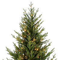 Sapin de Noël artificiel pré-éclairé en PE PVC, 7 pieds, luxe, toucher réaliste, avec lumières LED et base métallique pliable