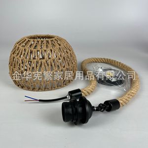 Woven Hemp <b>Rope</b> Chandelier Cone Shape E27 Single Head For Living Room Bedroom Home Decor LED <b>Light</b> Source - Product Image 4