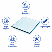 Plaque de polycarbonate solide transparente de 10-12 mm, matériau de toiture pour bâtiments, vente en gros