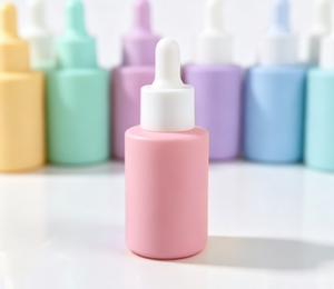 Flacon compte-gouttes en verre plat coloré de 30 ml, à fond épais, pour huiles essentielles et liquides cosmétiques - Product Image 1