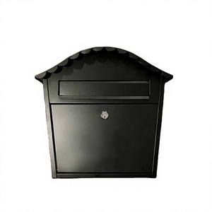 Galvanized <b>Post</b> Mailbox Wall Mounted Outdoor Black Color Decorative Garden Letter <b>Box</b> for Mail and Letters - Product Image 1