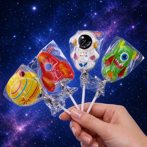 Piruleta Dura Halal con Temática Espacial, Forma de Dibujos Animados, OEM, Empaque Personalizado para Regalo, Sabor a Frutas Ácidas - Product Image 2