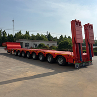 Semi-remorque surbaissée LUYI 17,5 m, 100 tonnes, 8 essieux, suspension pneumatique, 8 verrous à torsion, avec section extensible de 8 m