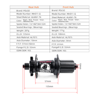 POLSO QR Boost 120 Sounds 32H 36H Aluminium Alloy MTB Hub Depan Belakang Dengan Rem Cakram HG Freehub Body Quick Release Axle