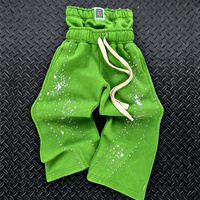 Pantalon de survêtement OEM personnalisé pour homme, streetwear vintage en coton, décontracté, coupe ample, effet vieilli, broderie et strass, double taille