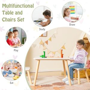 5-in-1 Kids Sensory <b>Table</b> Chair Set Wooden Sand Water Play Building Blocks <b>Study</b> Dining Toy Storage Gift for Boys & Girls - Product Image 4