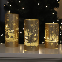 Bon marché, lampe de table en verre multicolore éclairée par une lanterne LED d'intérieur pour Noël