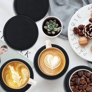 Sous-verres ronds en silicone personnalisés en gros, tapis antidérapants lavables pour tasses à café, bière et thé - Product Image 2