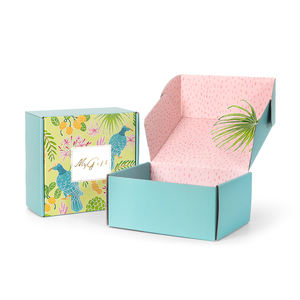 Cajas de envío corrugadas todo en uno con impresión rosa y azul personalizada de doble cara para flores y palomas para pequeñas empresas - Product Image 2