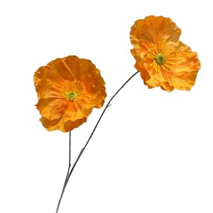 Fleurs artificielles de pavot à deux têtes Secret Garden en plastique et soie pour décorations de mariage, couleur orange - Product Image 1
