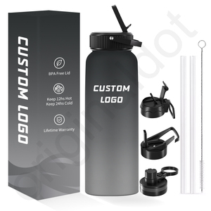 Bouteille d'eau isotherme portable en acier inoxydable à double paroi de 1L avec couvercle à poignée, directement de l'usine - Product Image 5
