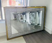 Table console moderne en argent avec effet diamant écrasé et miroir pour entrée, couloir ou salon