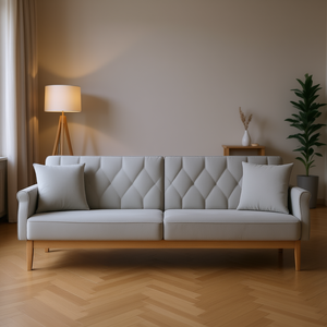 Light <b>Grey</b> Velvet Sofa Bed 100% Polyester Large Size Wood <b>Frame</b> Minimalist Design Living Room Furniture - Product Image 2