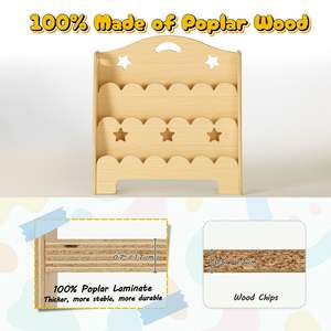 Étagère à livres pour tout-petits JQ, organisateur de jouets et <span class=keywords><strong>rangement</strong></span>, bibliothèque en bois Montessori à 3 niveaux pour enfants - Product Image 3