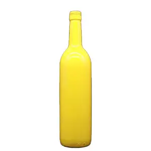 750Ml Lege Gele Glazen Wijnfles Aangepaste Liquor Super Vuursteen Wodka Tequila Fles