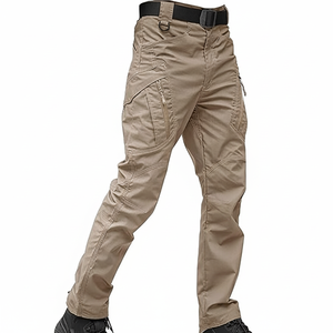 Pantalon cargo décontracté pour homme Pantalon d'hiver grande taille Fermeture à taille élastique Taille moyenne Léger Plat Devant Design Multi-poches - Product Image 1