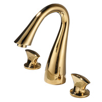 Robinet de lavabo pour salle de bain, ensemble trois pièces, style nordique moderne, laiton doré de luxe, mélangeur d'eau chaude et froide, poignée unique, vente en gros