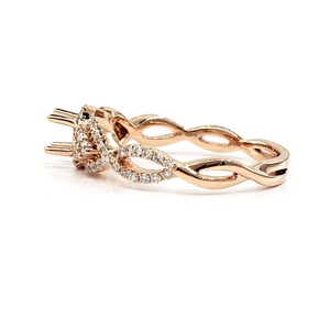 Bijoux fins sur mesure Logo laser personnalisé de qualité supérieure or rose 14 carats véritable diamant semi-monté bague de fiançailles de mariage pour les femmes - Product Image 2