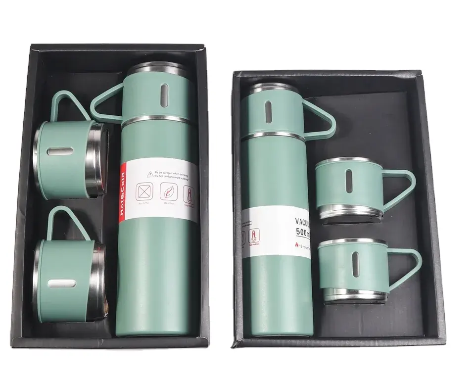 Fábrica Nova Design Business Gift Box Set Presente Vacuum Cup Aço Inoxidável Thermo Com 3 Tampas Taça Do Negócio Portátil