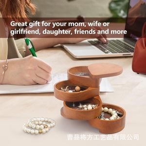 Wooden Jewelry Box Multi Layer Oval Portable <b>Storage</b> For <b>Rings</b> Bracelets Necklaces - Product Image 4