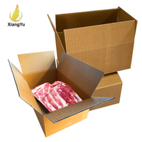 Boîte en carton ondulé ciré sur mesure, résistante à l'humidité, pour l'emballage de poulet frais saturé et de volailles, avec pack de glace pour la chaîne du froid, vente en gros
