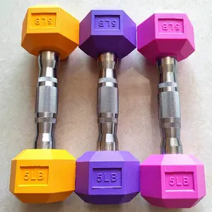 1-10kg 2.5-50kg pink colourful rubber coated hex dumbbell Colour hex dumbbells