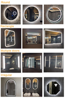 Miroir de salle de bain intelligent à LED avec écran tactile et variateur d'intensité lumineuse, miroir mural en verre personnalisé