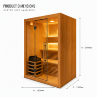 Ukuran Kustom Tersedia, Ruang Sauna Kering Indoor untuk 4 Orang, Kayu Solid Cedar Merah & Hemlock dengan Pemanas Sauna Bersertifikasi ETL & CE