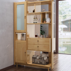 Solid Wood Entryway Cabinet Partition Double Sided Living Room <b>Screen</b> Minimalist Modern Wine Storage Room Divider - Product Image 2
