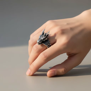 <span class=keywords><strong>Bague</strong></span> en acier inoxydable de style hip-hop rétro gothique avec tête de dragon pour homme, <span class=keywords><strong>bague</strong></span> punk pour motard, à porter au quotidien, accessoires de bijoux tendance - Product Image 6