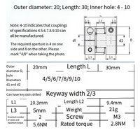 Accouplement à mâchoires en alliage d'aluminium OD14 L22, type de serrage flexible, coupleur flexible, alésage 3-8mm pour servomoteur CNC et vis à billes