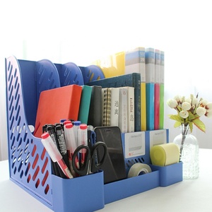 Office Supplies Multi-Column Office Desktop Book File Folder Holder Plastic File Organizer File Folder Desk Organizer